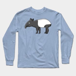 Cute happy cartoon tapir illustration Long Sleeve T-Shirt